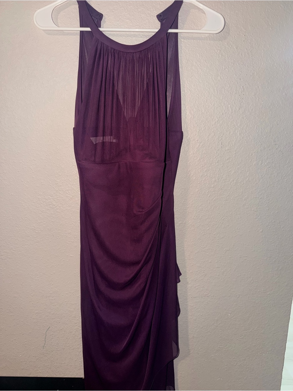 David’s Bridal Women’s Plum Sleeveless Draped Evening Dress